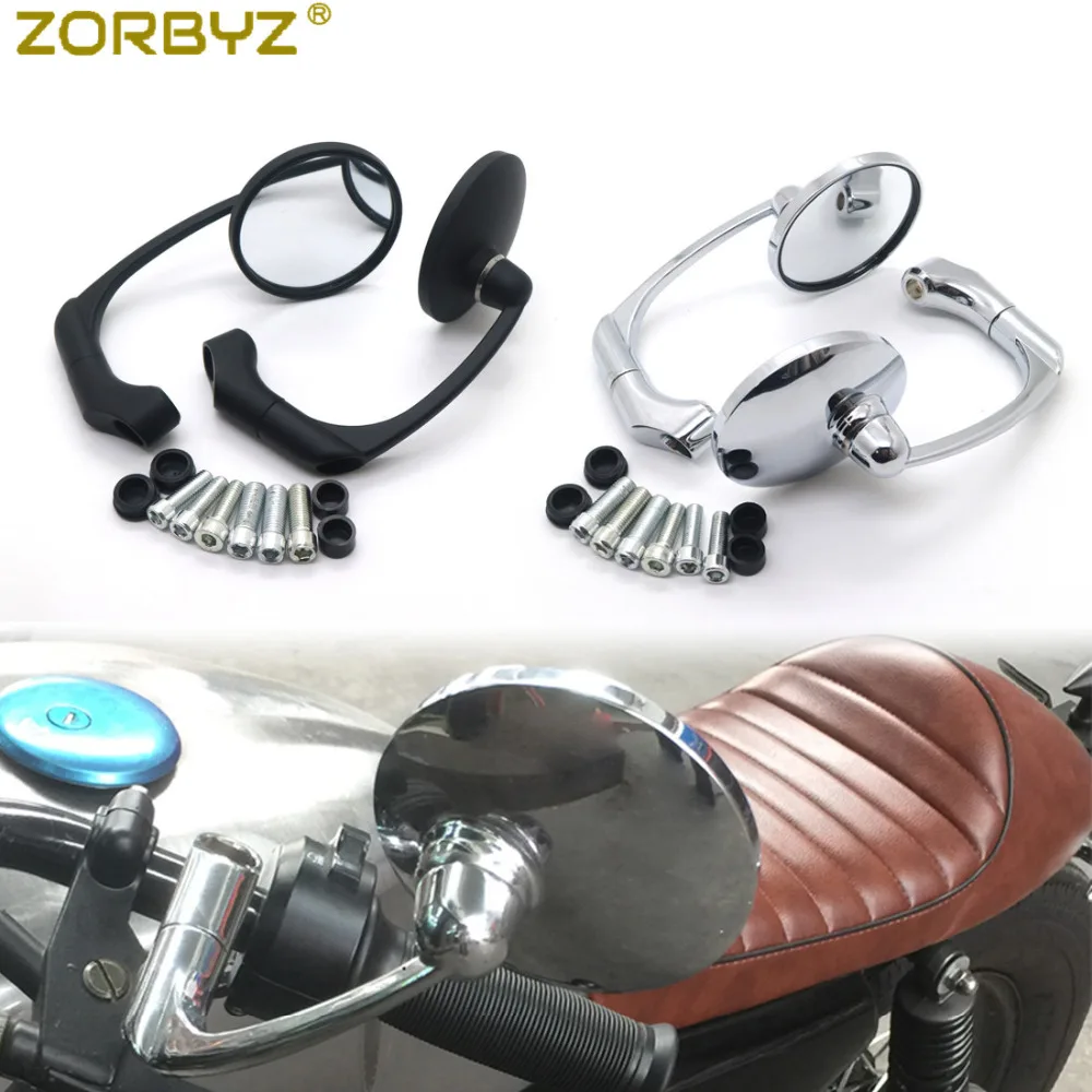 Мотоцикл ZORBYZ Черные/Хромированные Ретро Круглые Боковые Зеркала Заднего Вида Для GN125 Cafe Racer Custom Изображение 0
