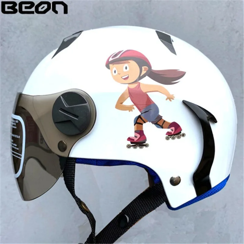 Мотоциклетный шлем BEON, Детский Милый шлем для родителей, Мужской Женский Шлем для электромобилей, Летний Прохладный Дышащий Изображение 5