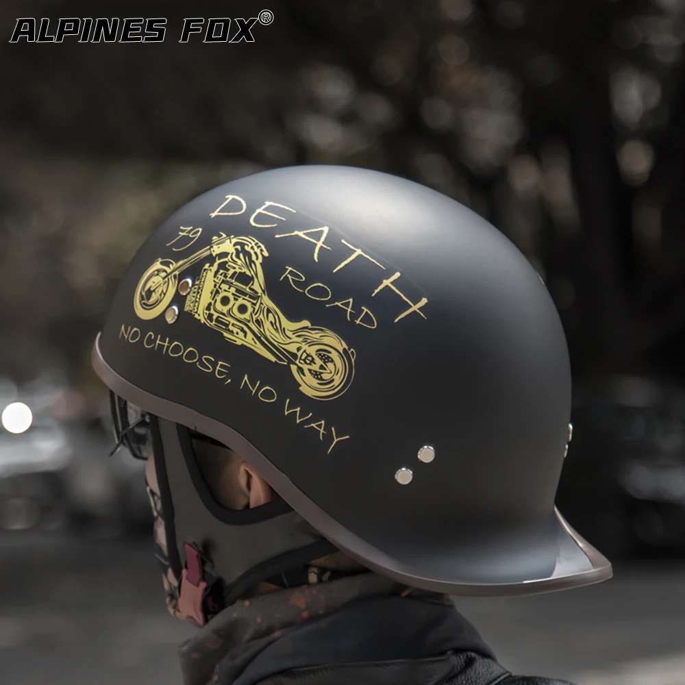 Мотоциклетный шлем, половина лица, Ретро-точечная сертификация, Мужчины, Женщины, Детский скутер, винтажный байкерский мотоциклетный шлем с солнцезащитными очками Изображение 0