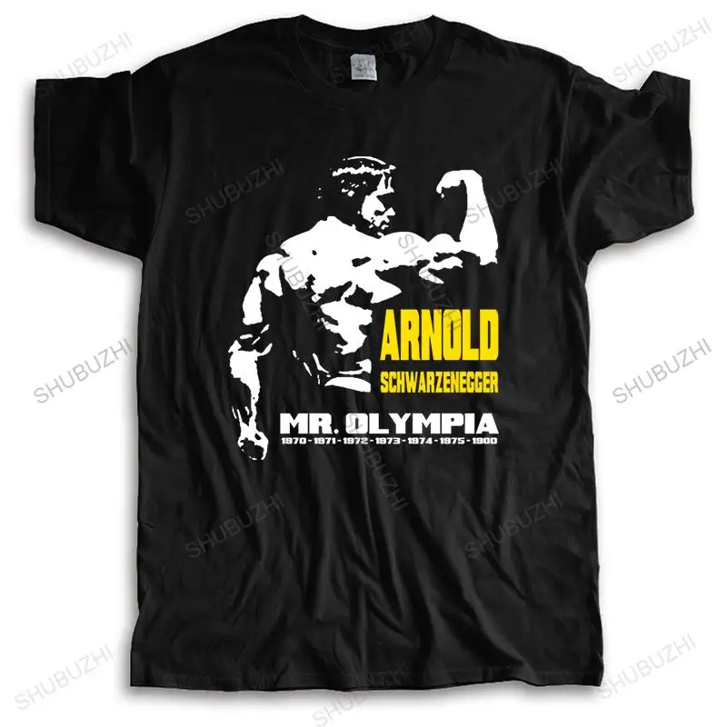 мужская брендовая футболка, черная новая футболка с круглым вырезом, модная хлопковая футболка Arnold Mr. Olympia, мужская футболка, мужские футболки Изображение 0