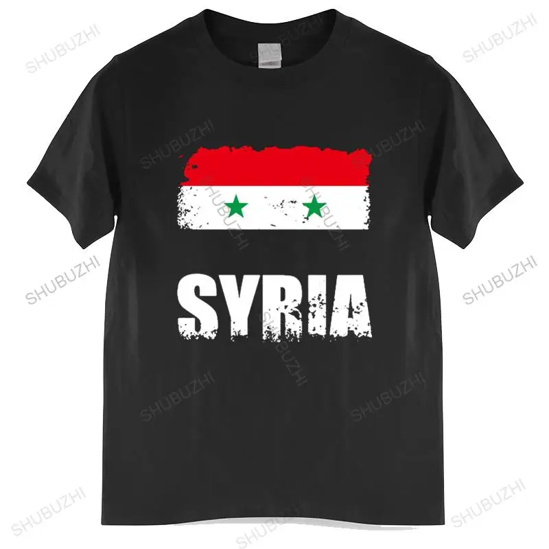 Мужская футболка с круглым вырезом, модная брендовая футболка, черная новая мужская футболка, женская новинка, футболка с флагом Сирии, футболка с Сирийским флагом, размер евро Изображение 0