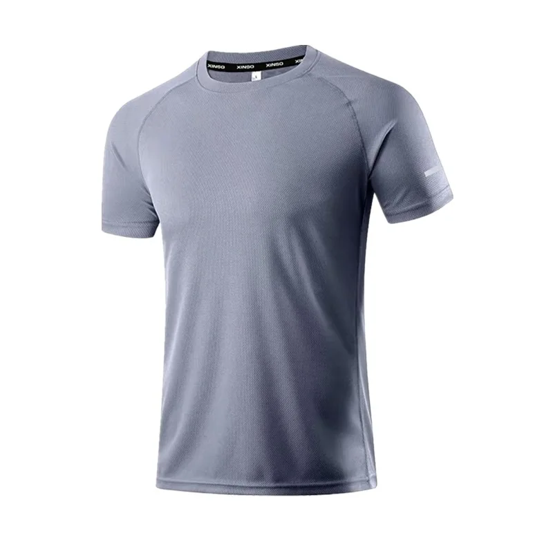 Мужская футболка с сеткой из ледяного шелка, летние эластичные футболки с коротким рукавом, быстросохнущая дышащая мужская спортивная футболка Изображение 2