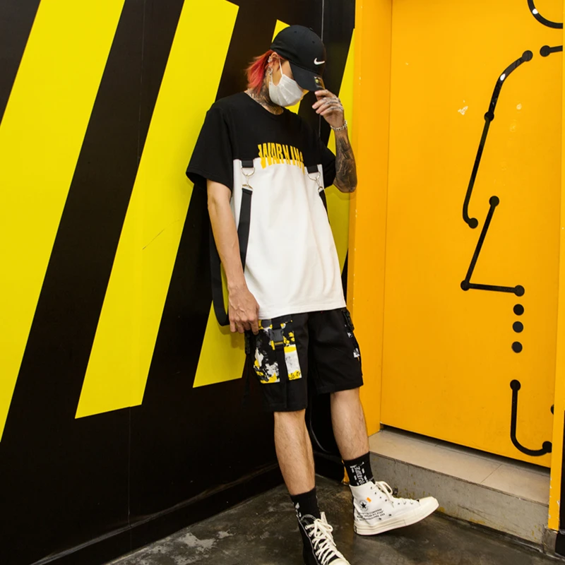 Мужские летние камуфляжные шорты-карго в стиле панк-хип-хоп, бермуды, мужские уличные камуфляжные повседневные короткие homme Изображение 1