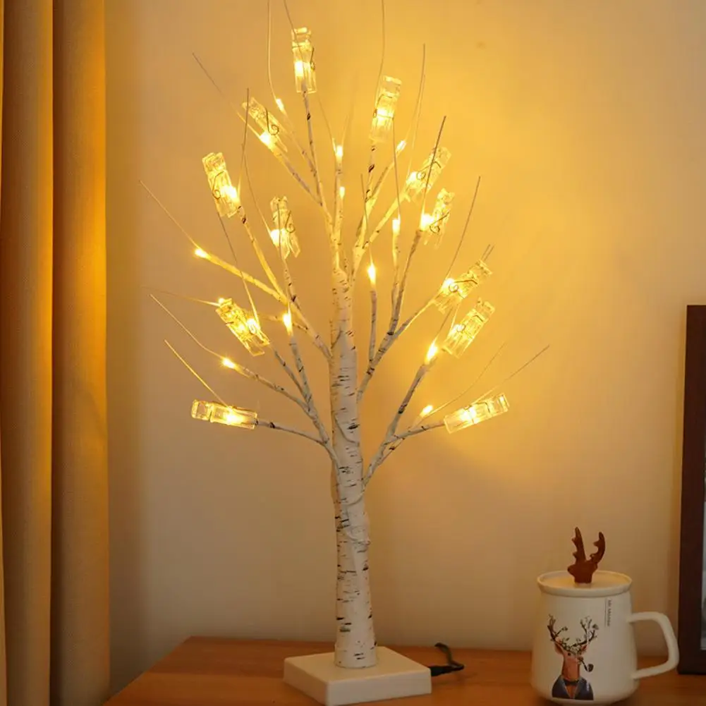 Настольная лампа Birch Tree Light, березовый светильник на батарейках, реалистичный мягкий светильник для оформления вечеринки, настольная лампа с низким энергопотреблением Изображение 1