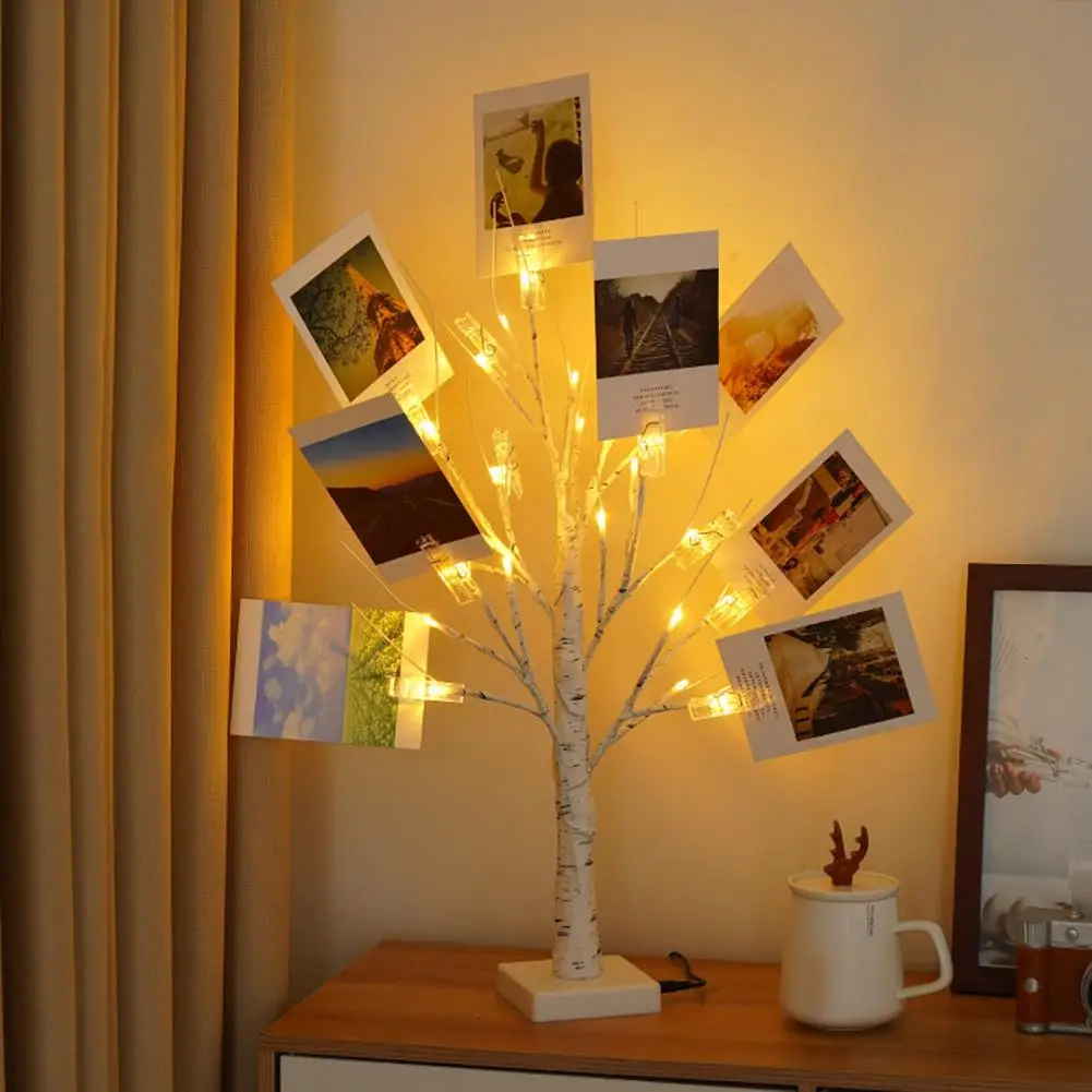 Настольная лампа Birch Tree Light, березовый светильник на батарейках, реалистичный мягкий светильник для оформления вечеринки, настольная лампа с низким энергопотреблением Изображение 5