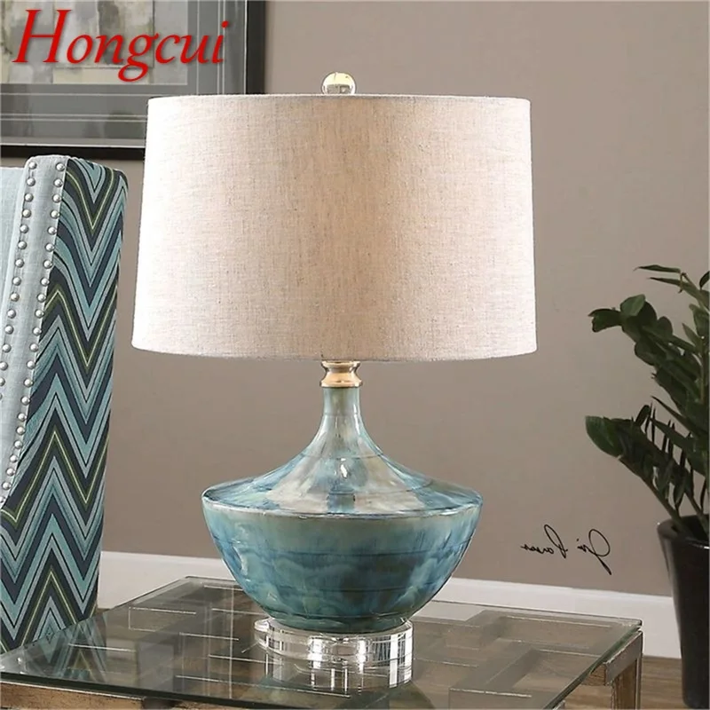 Настольная лампа Hongcui Dimmer Современная светодиодная Керамическая роспись Декоративный настольный светильник для дома Прикроватный Изображение 0