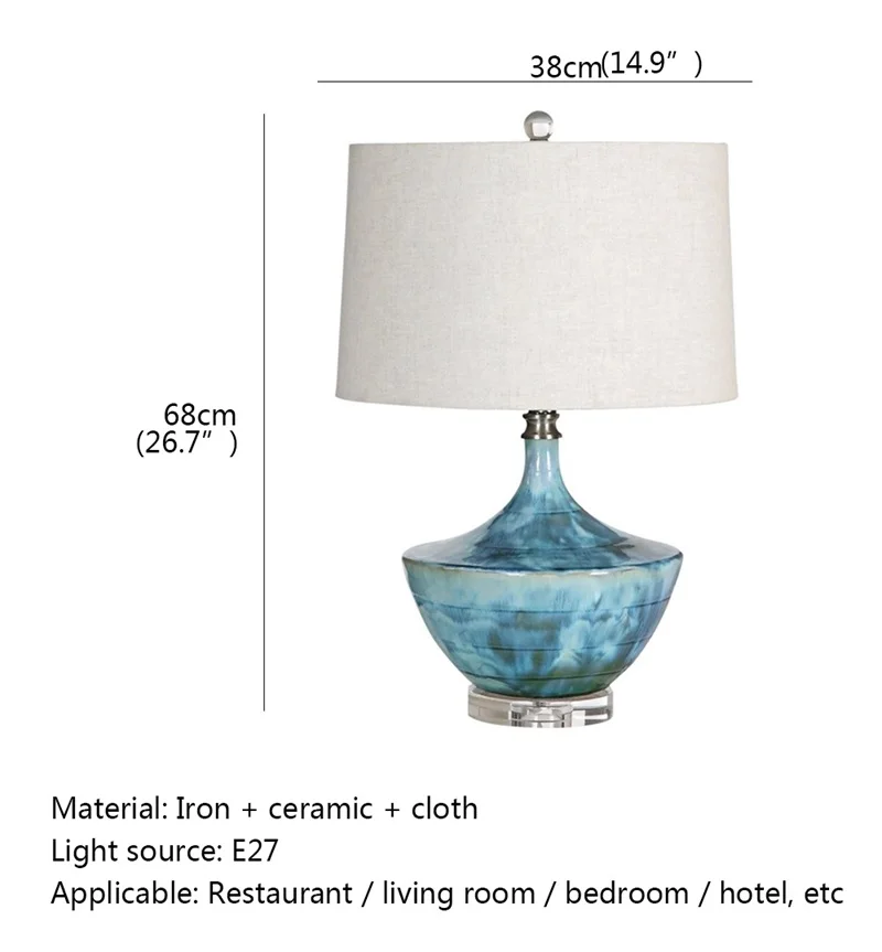Настольная лампа Hongcui Dimmer Современная светодиодная Керамическая роспись Декоративный настольный светильник для дома Прикроватный Изображение 1