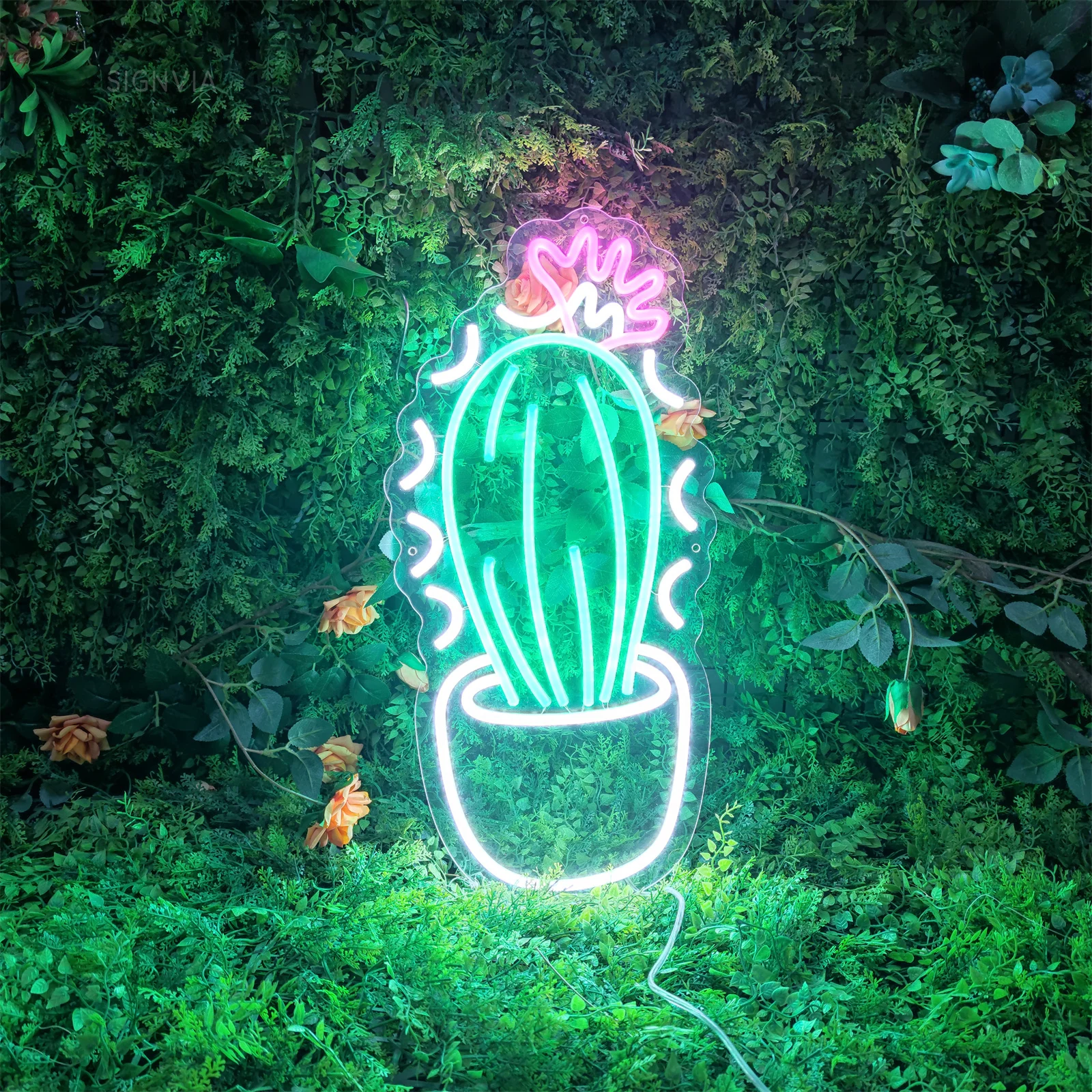 Неоновые Вывески Cactus Plant LED Изготовленные На Заказ Гибкие Неоновые Огни Для Вечеринок Настенный Художественный Декор Игровой Комнаты Клубное Художественное Оформление Неоновые Вывески LED Изображение 3