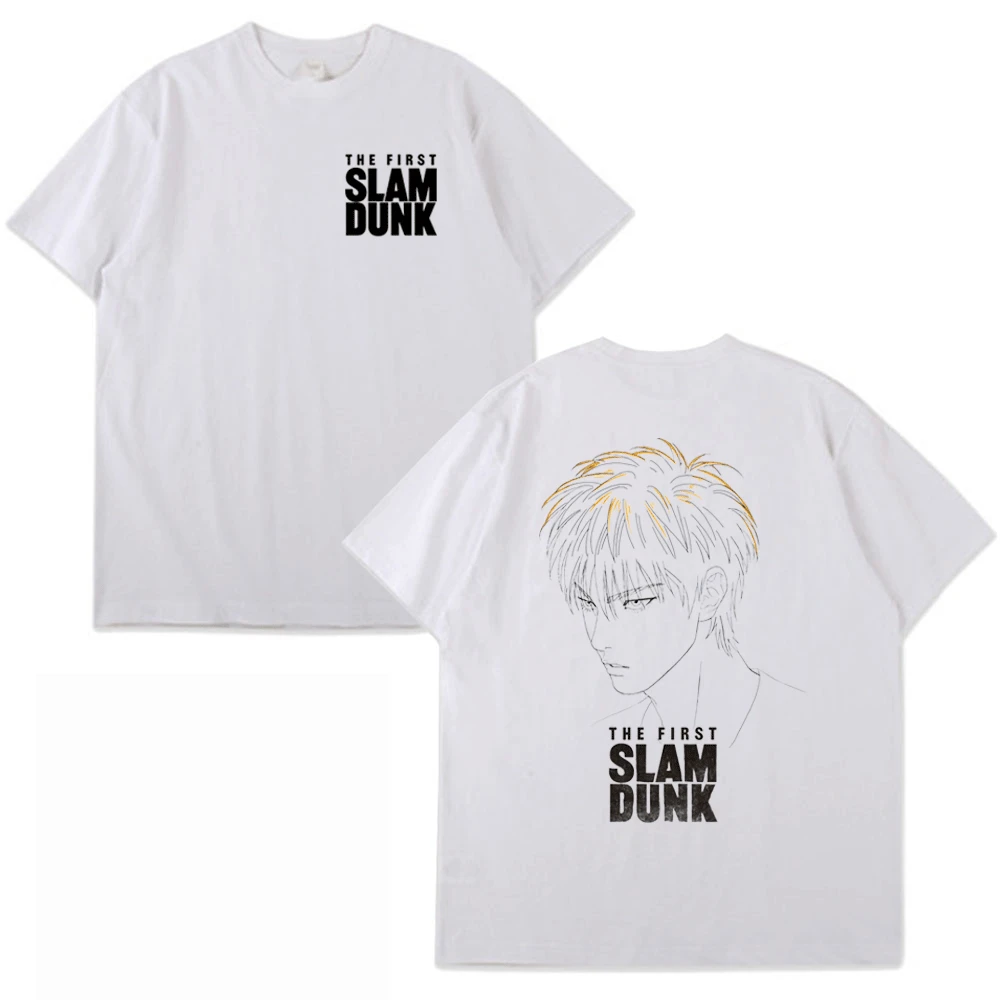 Новая мода Аниме SLAM DUNK Мужские футболки Женские Готические Футболки с графикой Манги Harajuku Негабаритные Летние Повседневные Черные футболки Изображение 1
