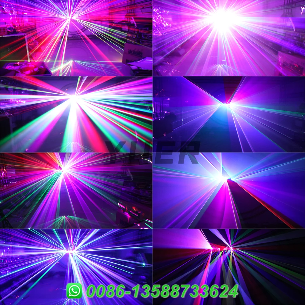 Новая форма с 6 головками RGB в форме вентилятора Лазерный проектор сценических световых эффектов DMX Музыкальный звук для DJ Диско вечеринки бара Рождественских праздников Изображение 5