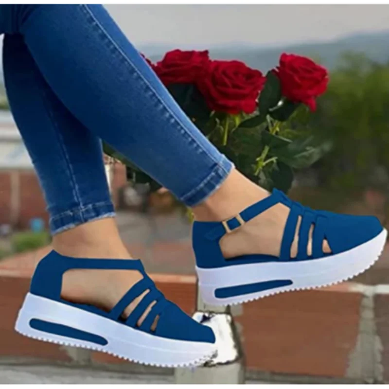 Новые брендовые дизайнерские женские модные сандалии с открытым носком, удобные спортивные сандалии, женские сандалии на танкетке и платформе Изображение 0