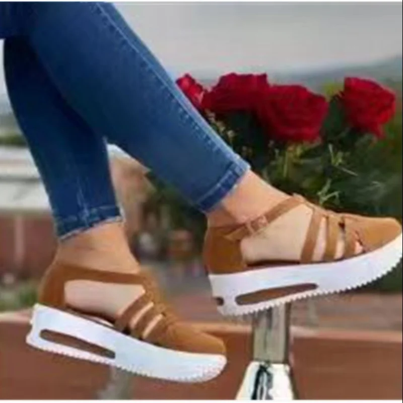 Новые брендовые дизайнерские женские модные сандалии с открытым носком, удобные спортивные сандалии, женские сандалии на танкетке и платформе Изображение 1