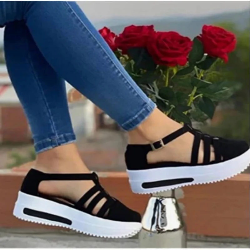 Новые брендовые дизайнерские женские модные сандалии с открытым носком, удобные спортивные сандалии, женские сандалии на танкетке и платформе Изображение 4