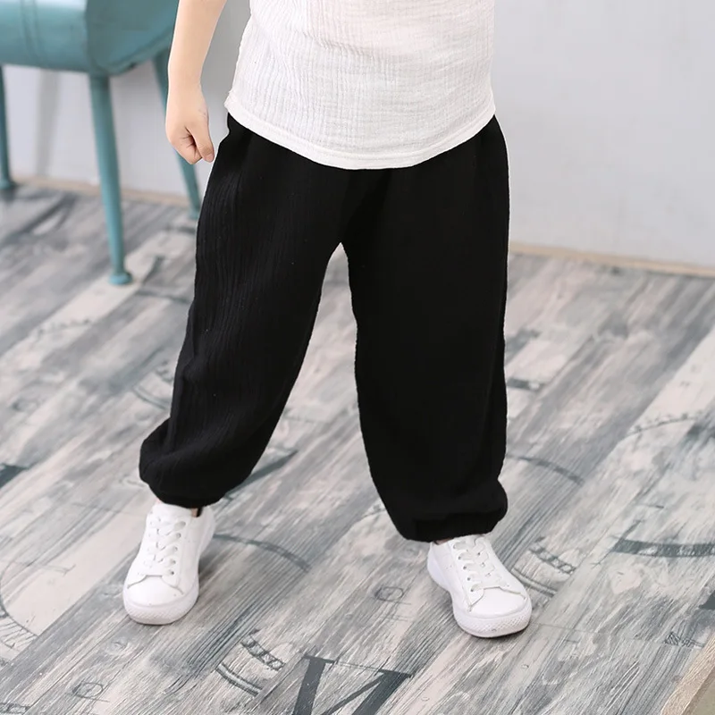 Новые детские хлопковые повседневные брюки для малышей, летние брюки-фонарики от комаров для мальчиков и девочек Изображение 5