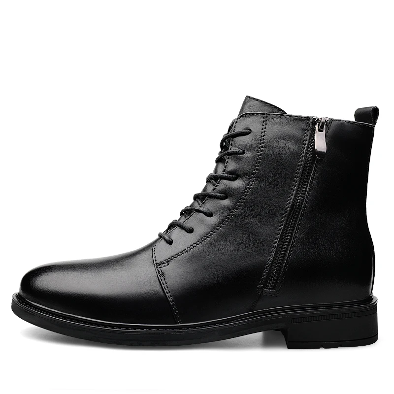 Новые мужские зимние ботинки, мужские ботинки martins, черные мужские теплые ботинки из 100% натуральной кожи, мужские ботильоны на шнуровке, большие размеры Изображение 1