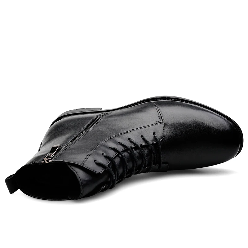 Новые мужские зимние ботинки, мужские ботинки martins, черные мужские теплые ботинки из 100% натуральной кожи, мужские ботильоны на шнуровке, большие размеры Изображение 2