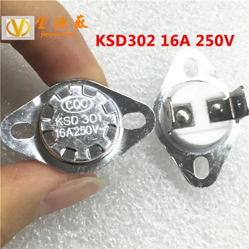 Новый оригинальный KSD301/302 40 ℃-150 ℃ 16A 250V нормально закрытый выключатель водонагревателя переключатель контроля температуры керамический Изображение 0