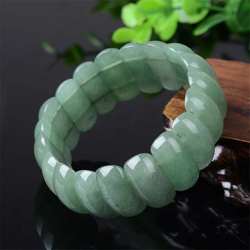 новый эластичный браслет из 100% натурального светло-зеленого камня-ключа Изображение 1