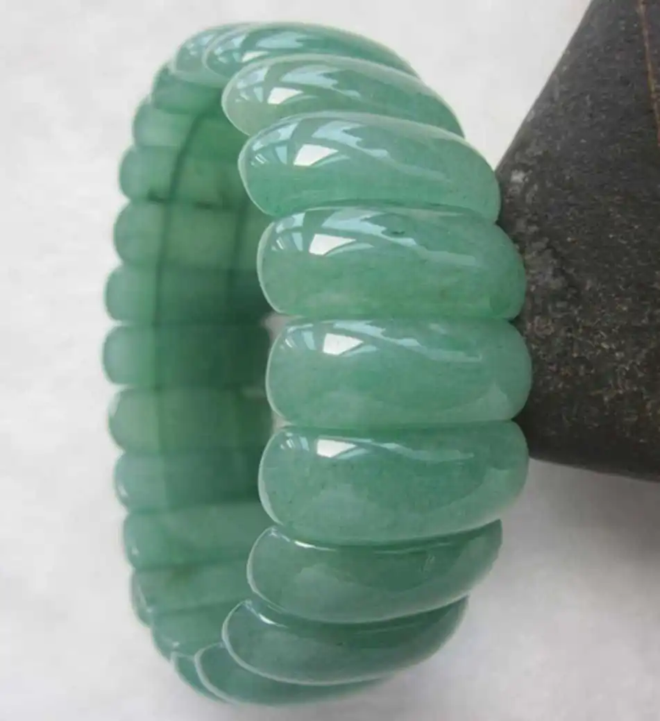 новый эластичный браслет из 100% натурального светло-зеленого камня-ключа Изображение 3