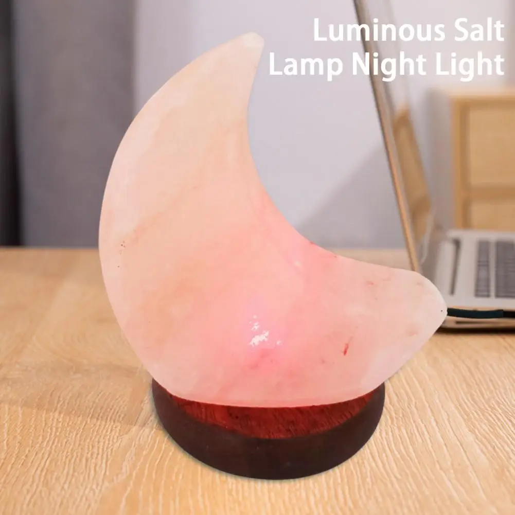 Ночная USB-подсветка в форме Луны, Меняющая цвет, Декоративная светодиодная соляная лампа из искусственного хрусталя с деревянным основанием для дома Изображение 0