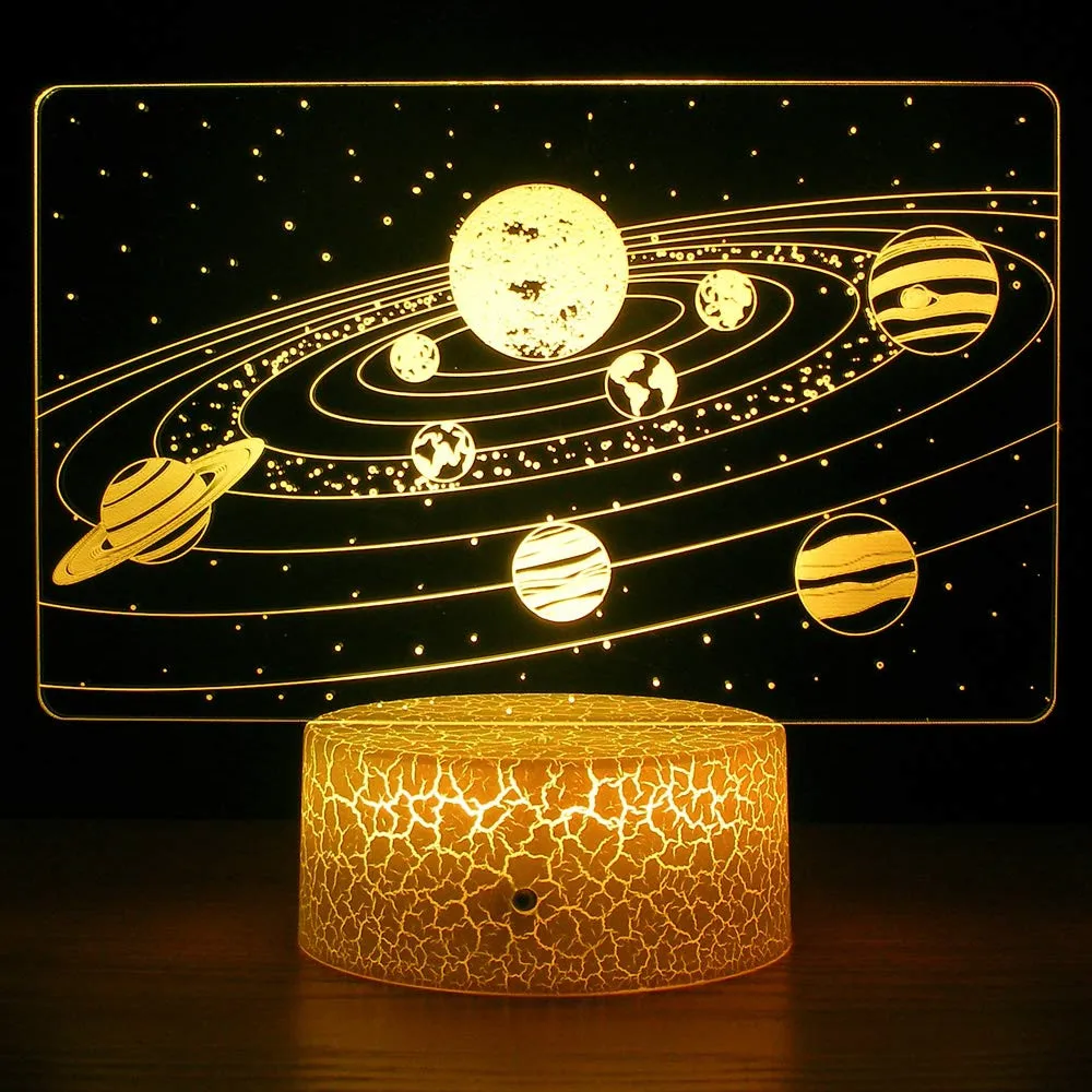 Ночник Cosmos Space Galaxy Солнечная Система 3D Оптическая иллюзия для детей, подарок на день рождения для мальчиков и девочек, ночник для освещения на День рождения Изображение 1