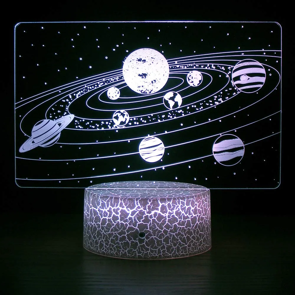 Ночник Cosmos Space Galaxy Солнечная Система 3D Оптическая иллюзия для детей, подарок на день рождения для мальчиков и девочек, ночник для освещения на День рождения Изображение 2