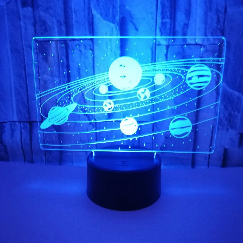 Ночник Cosmos Space Galaxy Солнечная Система 3D Оптическая иллюзия для детей, подарок на день рождения для мальчиков и девочек, ночник для освещения на День рождения Изображение 4