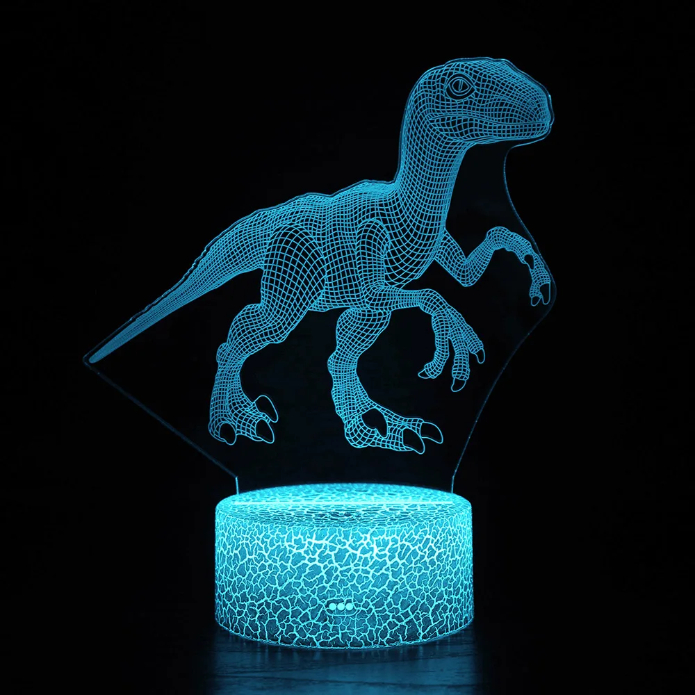 Ночник с динозавром, настольная лампа с динозавром Raptor, детское прикроватное освещение для домашнего декора комнаты, товары для дропшиппинга Изображение 1