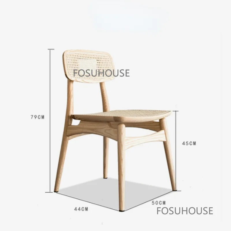 Обеденные стулья из массива дерева в скандинавском стиле, кухонная мебель, домашний обеденный стул, Минималистичный старинный стул со спинкой из ротанга для ресторана TG Изображение 5