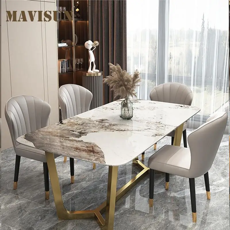 Обеденный стол с мраморной столешницей Дизайн стульев для ресторана Большой Семьи Современный минималистичный кухонный стол для ужина Итальянская мебель Изображение 0