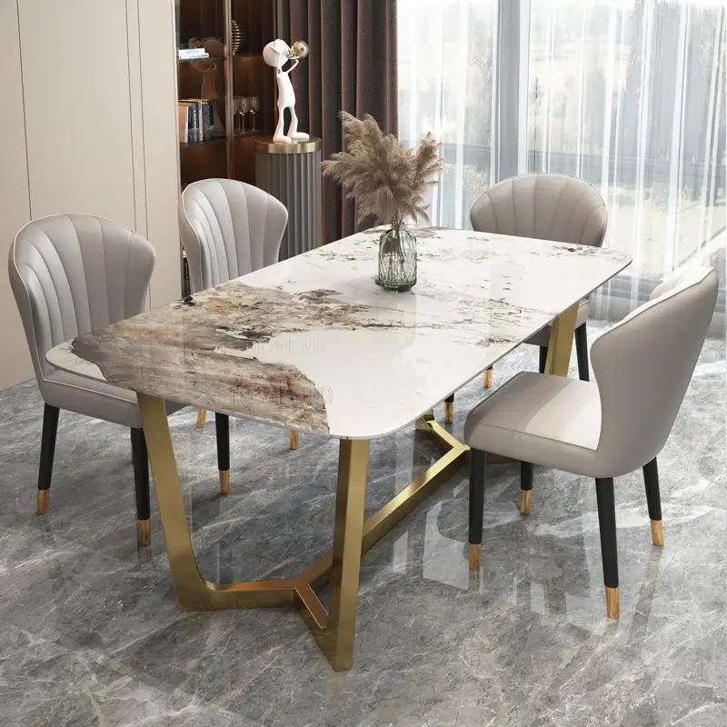 Обеденный стол с мраморной столешницей Дизайн стульев для ресторана Большой Семьи Современный минималистичный кухонный стол для ужина Итальянская мебель Изображение 2