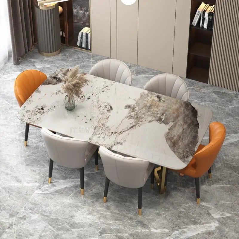 Обеденный стол с мраморной столешницей Дизайн стульев для ресторана Большой Семьи Современный минималистичный кухонный стол для ужина Итальянская мебель Изображение 3