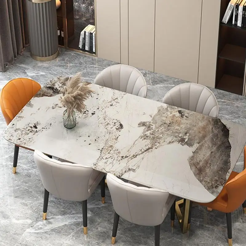 Обеденный стол с мраморной столешницей Дизайн стульев для ресторана Большой Семьи Современный минималистичный кухонный стол для ужина Итальянская мебель Изображение 4