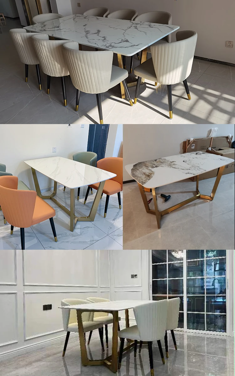 Обеденный стол с мраморной столешницей Дизайн стульев для ресторана Большой Семьи Современный минималистичный кухонный стол для ужина Итальянская мебель Изображение 5