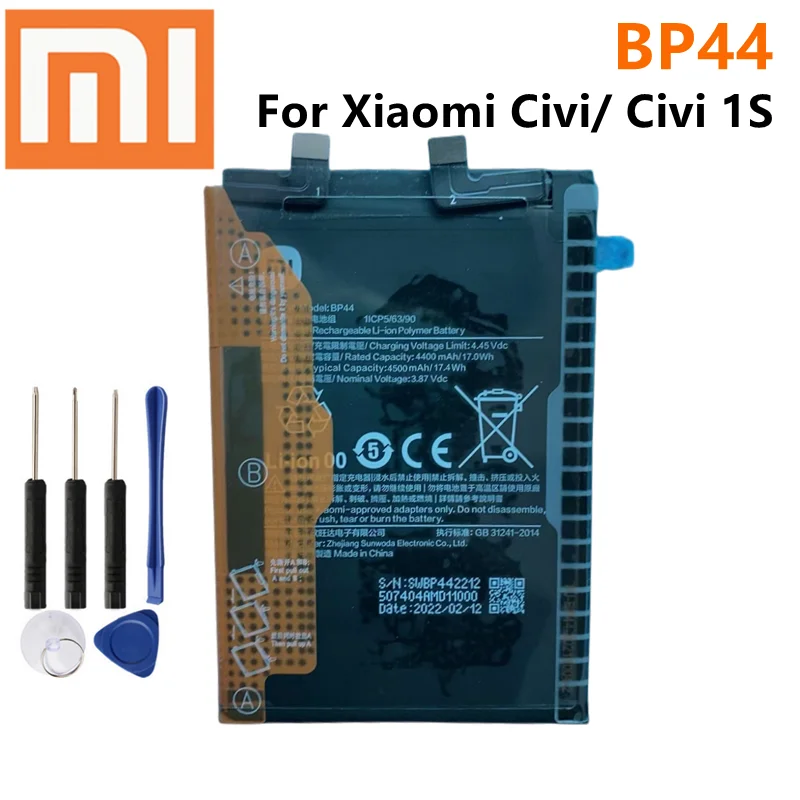 Оригинальный аккумулятор Xiaomi BP44 для Xiaomi Civi/Civi 1S, оригинальные запасные аккумуляторы для телефона Bateria + бесплатные инструменты Изображение 0