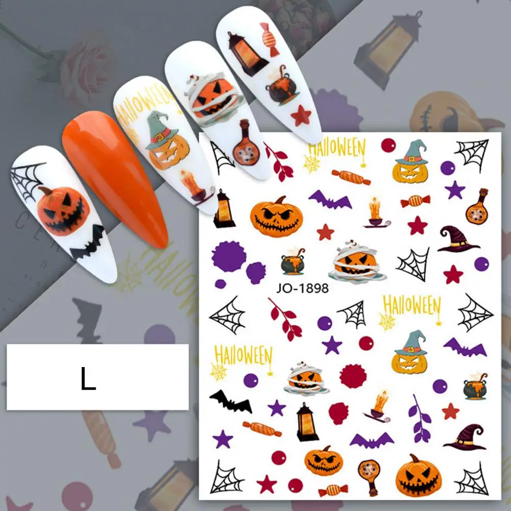 Отличная наклейка для ногтей, легко наносится, без запаха, наклейка для ногтей, Жуткий декор для наклейки с черепом на Хэллоуин Изображение 3