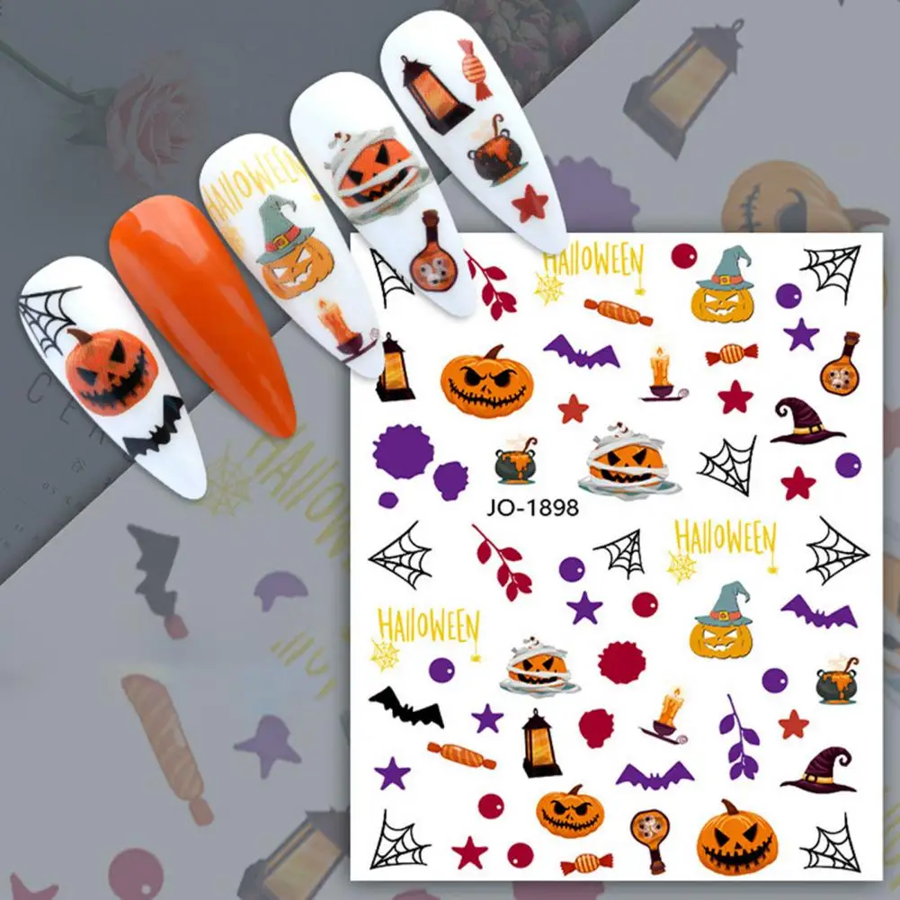Отличная наклейка для ногтей, легко наносится, без запаха, наклейка для ногтей, Жуткий декор для наклейки с черепом на Хэллоуин Изображение 5
