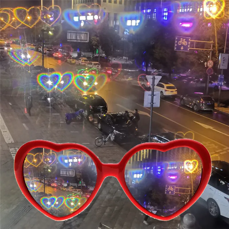 Очки с эффектом любви в форме сердца, наблюдайте за изменением освещения, очки с дифракцией в форме сердца Ночью, солнцезащитные очки для женщин Изображение 1