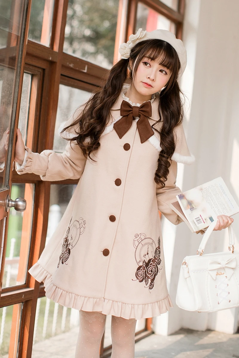 Пальто принцессы сладкой лолиты Candy rain осенью и зимой Японское милое свободное шерстяное пальто с длинными рукавами шерстяное пальто C22CD7249 Изображение 0