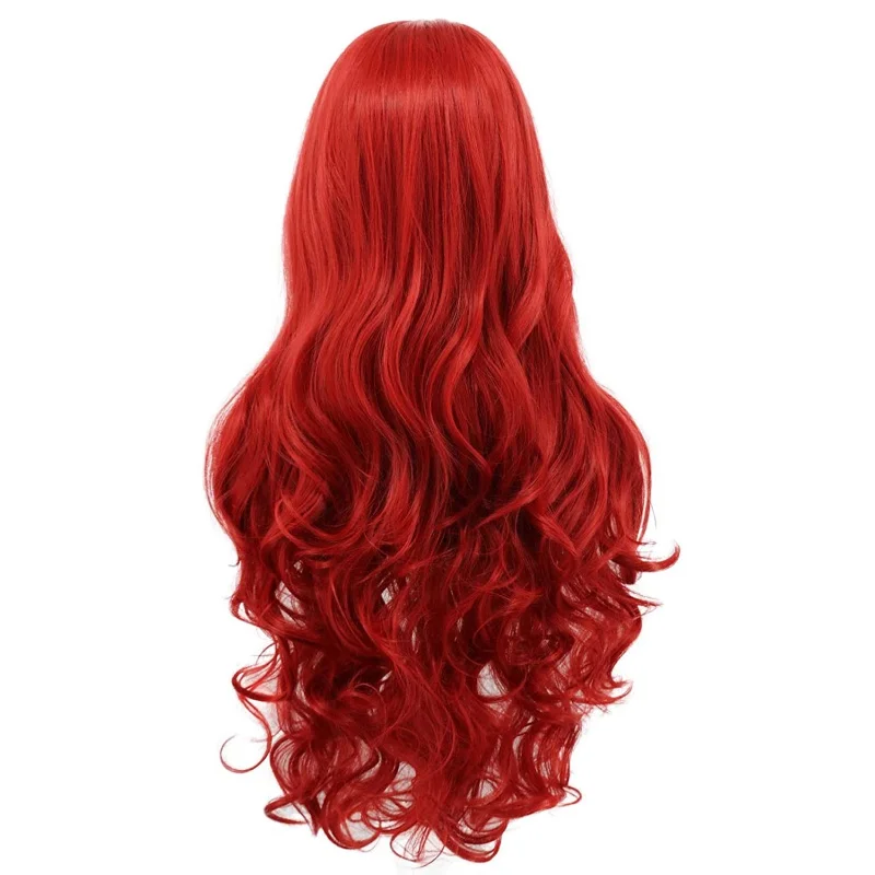 Парики для косплея Аквамена Мера из фильма длиной 85 см, красные Волнистые Парики из термостойких синтетических волос, Шапочка для парика Изображение 3