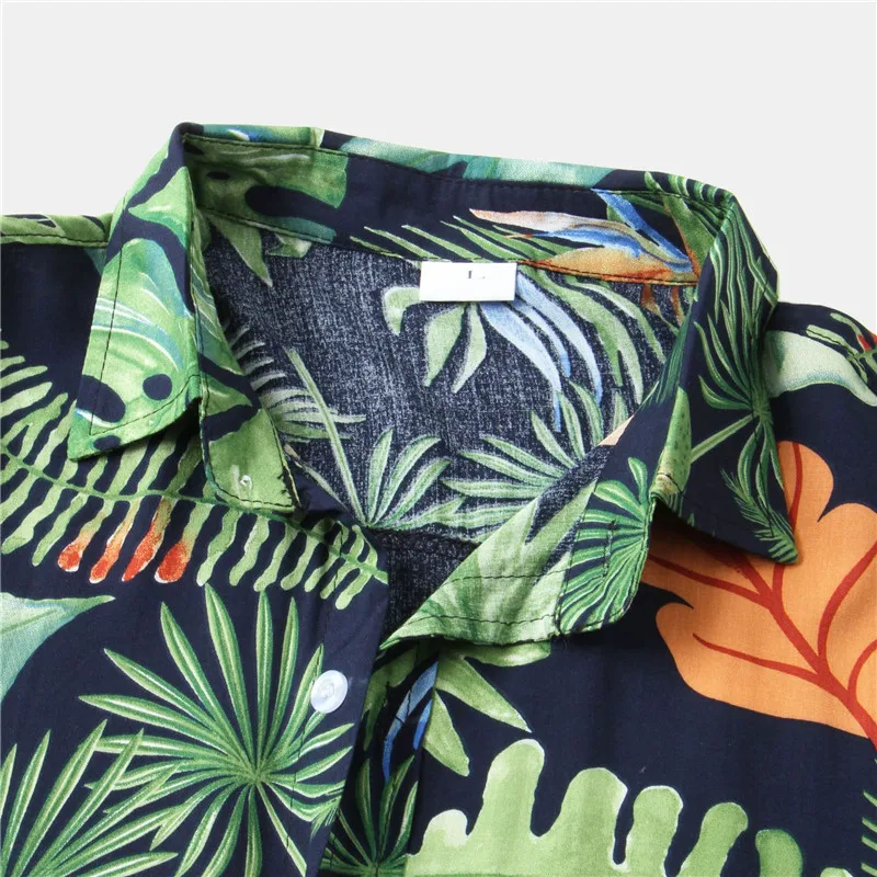 Повседневная тонкая дышащая рубашка Camisa Masculina с тропическим принтом на Гавайях для отдыха с коротким рукавом, блузка большого размера EUR Изображение 2