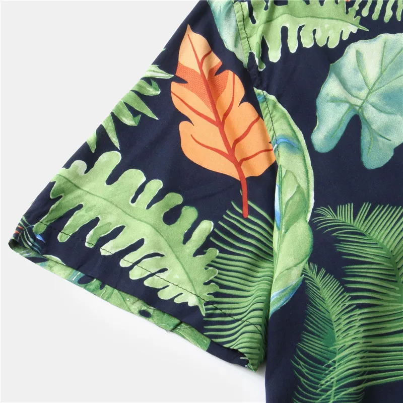 Повседневная тонкая дышащая рубашка Camisa Masculina с тропическим принтом на Гавайях для отдыха с коротким рукавом, блузка большого размера EUR Изображение 3