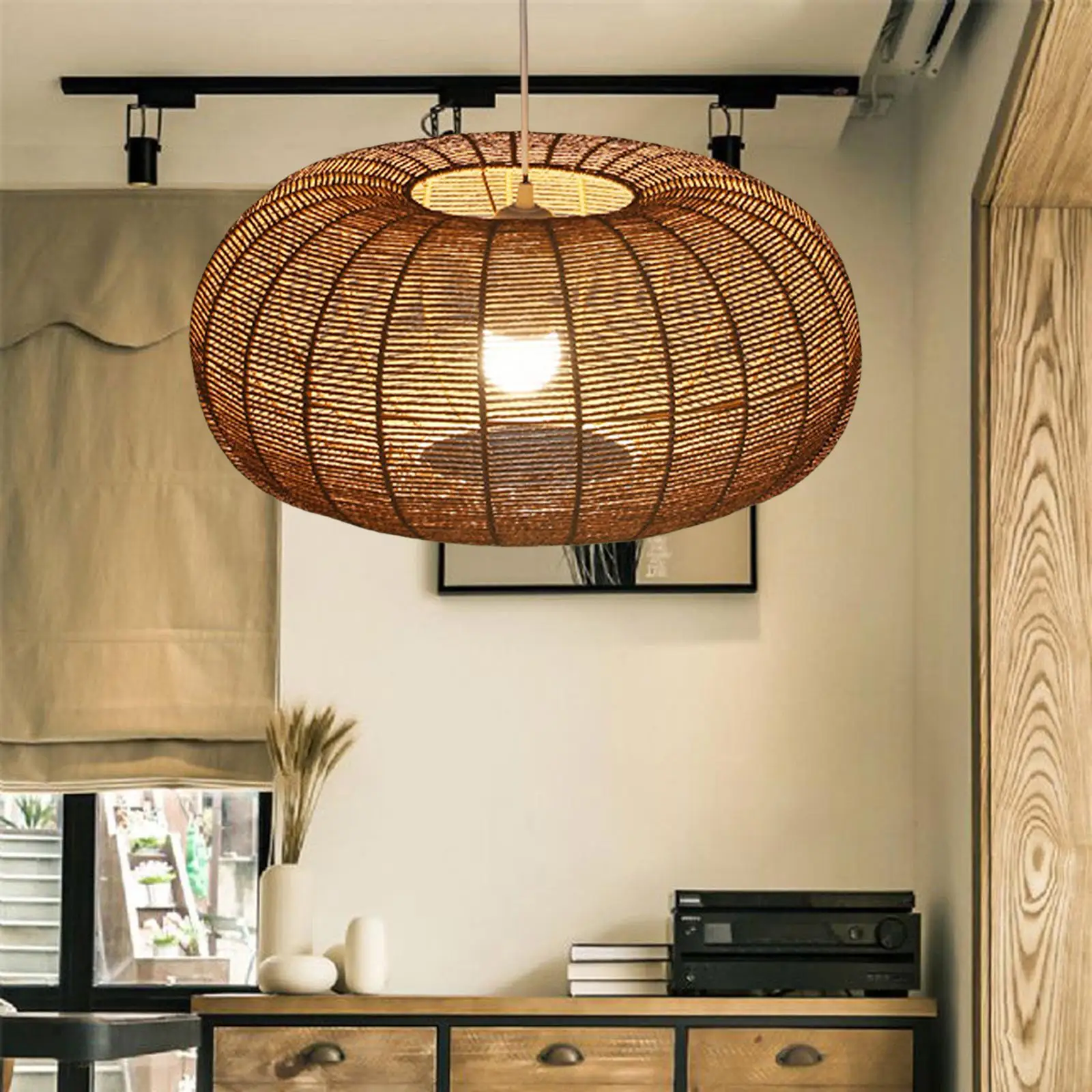 Подвесной абажур в скандинавском стиле, декоративный Канатный абажур для потолочного светильника, Тканый чехол для люстры для столовой кухни ресторана Изображение 3
