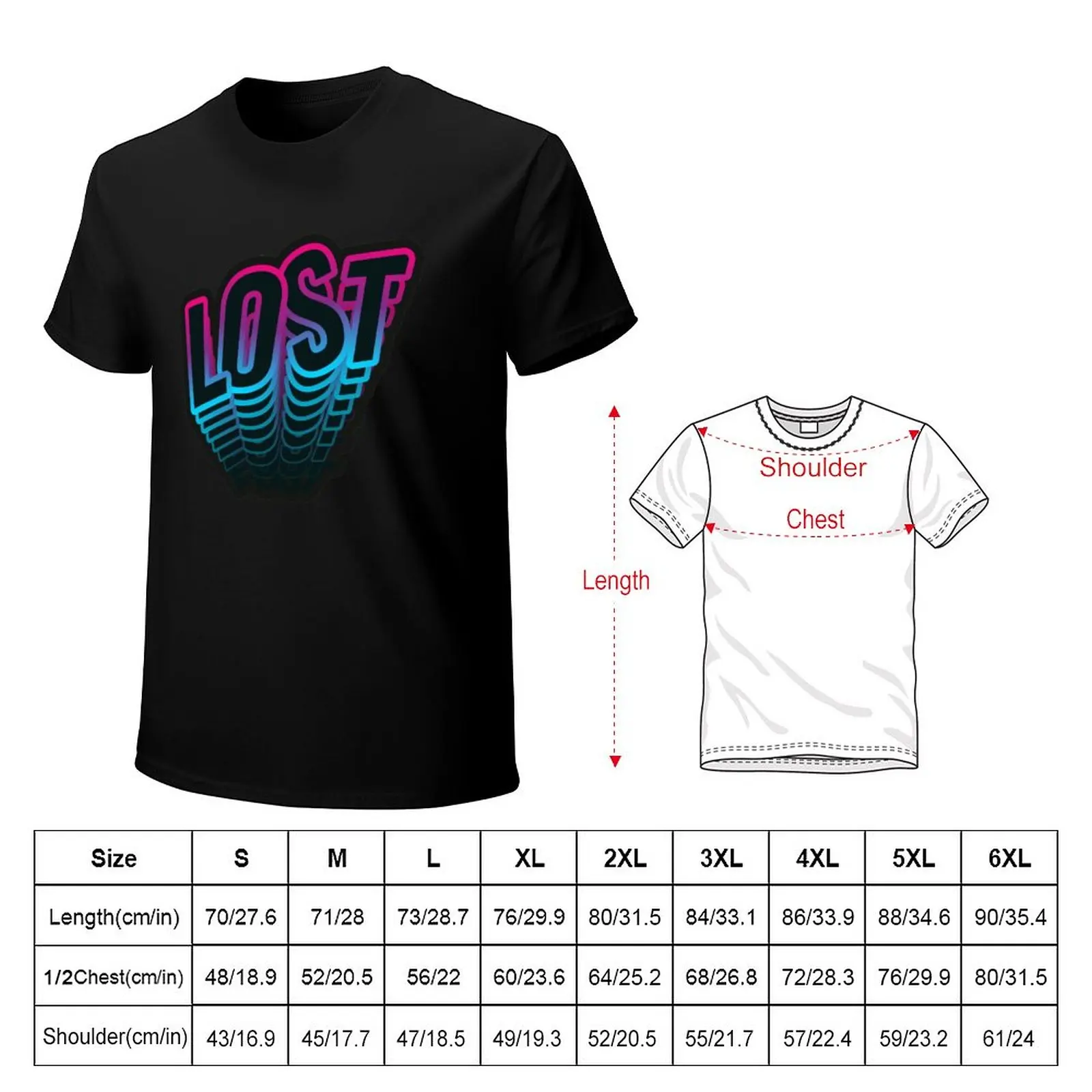Потерянный 3D неоновый шрифт, 3d эффект выцветания, Футболка с коротким рукавом, футболки большого размера, мужские футболки, упаковка Изображение 3