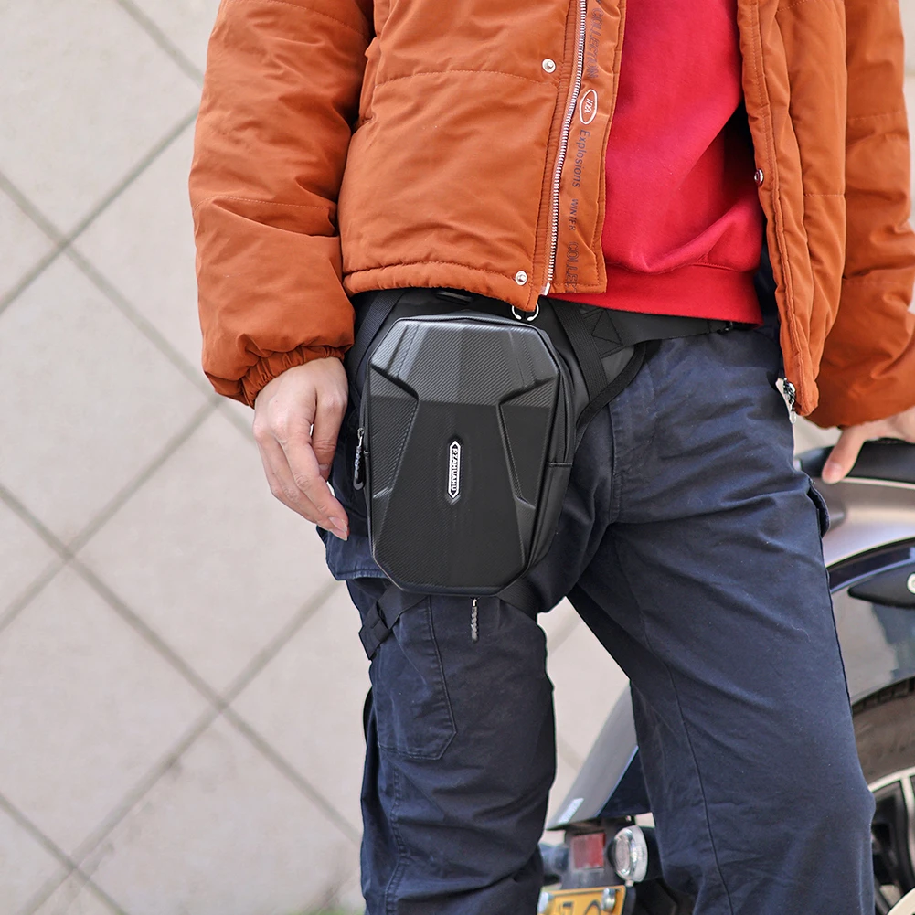 Поясная сумка с заниженной талией, жесткая мотоциклетная сумка с заниженной ногой, расширяемая водонепроницаемая сумочка для мобильного телефона для езды на открытом воздухе, велоспорта Изображение 0
