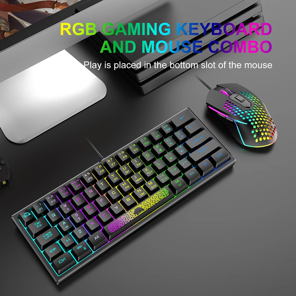 Проводная клавиатура K61 RGB, 60 Процентов, 62 Клавиши, Эргономичная Игровая клавиатура для ноутбука, Офисная клавиатура Изображение 2