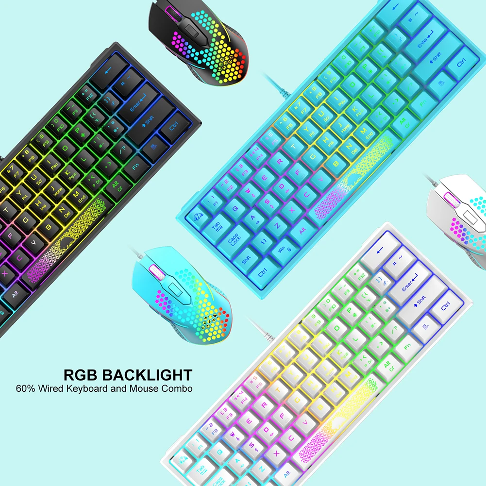 Проводная клавиатура K61 RGB, 60 Процентов, 62 Клавиши, Эргономичная Игровая клавиатура для ноутбука, Офисная клавиатура Изображение 3