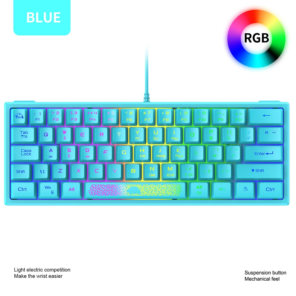 Проводная клавиатура K61 RGB, 60 Процентов, 62 Клавиши, Эргономичная Игровая клавиатура для ноутбука, Офисная клавиатура Изображение 5
