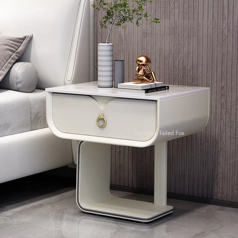 Простой современный прикроватный столик для спальни кожаный топ роскошные мини-тумбочка для хранения ящик шкафа подгоняли бытовой мебелью XY50BT Изображение 0