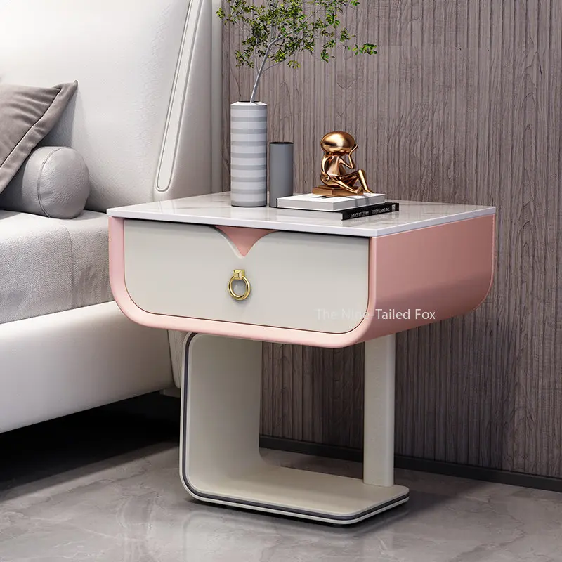 Простой современный прикроватный столик для спальни кожаный топ роскошные мини-тумбочка для хранения ящик шкафа подгоняли бытовой мебелью XY50BT Изображение 1